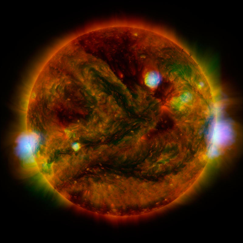 Flaring, active regions of our sun.